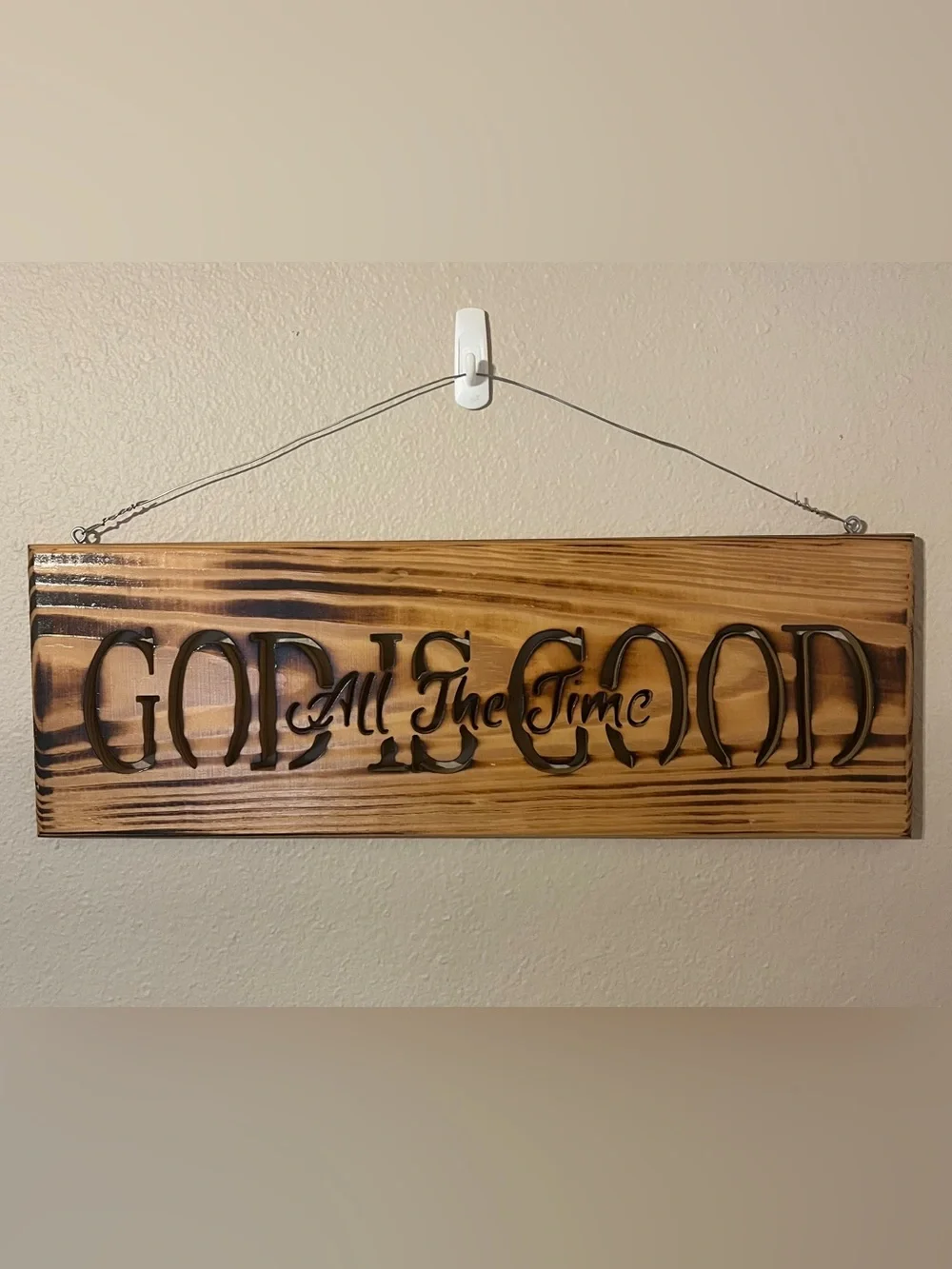 Wooden 'God Is Good All The Time' Cutout Wall Sign - Brown